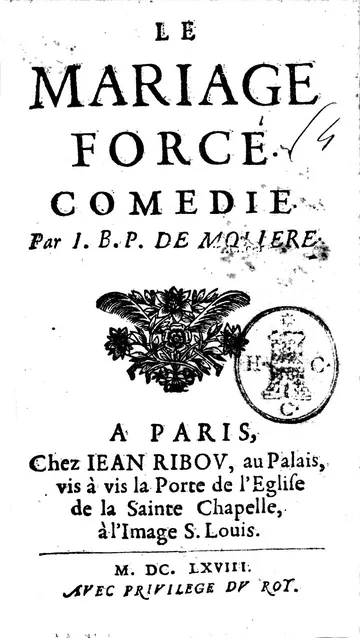Le Mariage forcé de Molière, couverture du livre