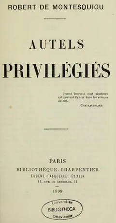 Autels privilégiés de Robert, comte de Montesquiou-Fézensac, couverture du livre