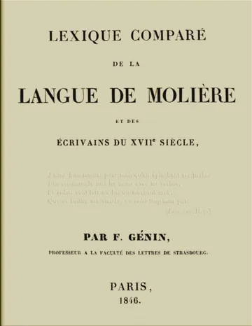 Lexique comparé de la langue de Molière et des écrivains du XVIIe siècle de F. Génin, couverture du livre