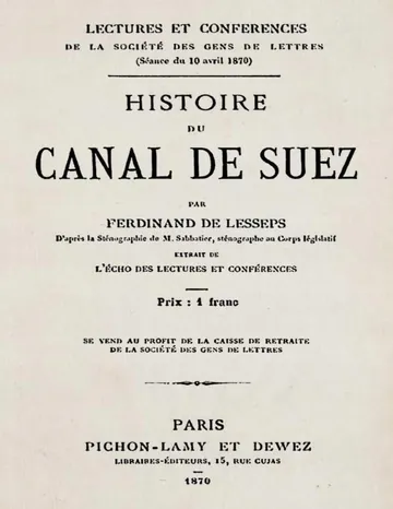 Histoire du Canal de Suez de Ferdinand de Lesseps, couverture du livre