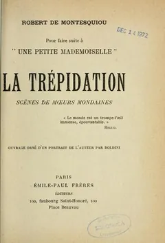 La trépidation de Robert, comte de Montesquiou-Fézensac, couverture du livre