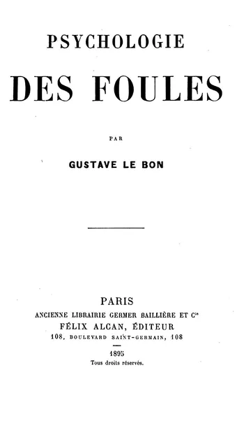 Psychologie des foules de Gustave Le Bon, couverture du livre