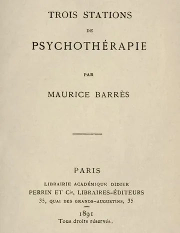 Trois Stations de psychothérapie de Maurice Barrès, couverture du livre