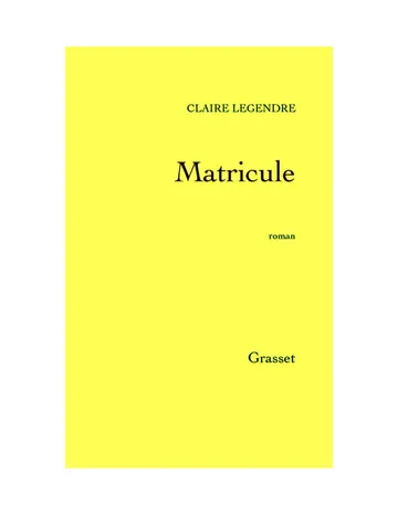Matricule de Legendre, couverture du livre