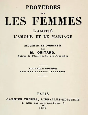 Proverbes sur les femmes, l'amitié, l'amour et le mariage de P.-M. Quitard, couverture du livre