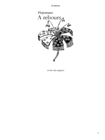 À rebours de Joris Karl Huysmans, couverture du livre
