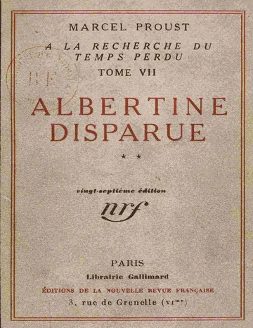 Albertine disparue Vol 2 (of 2) À la recherche du temps perdu, Tome 7 de Marcel Proust, couverture du livre