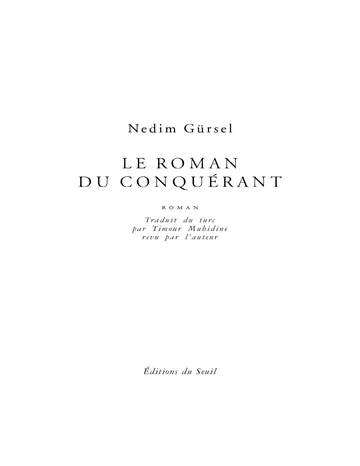 Le Roman du Conquérant de Nedim Gürsel, couverture du livre