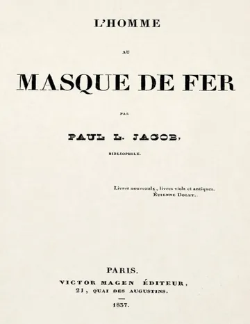 L'homme au masque de fer de P. L. Jacob, couverture du livre