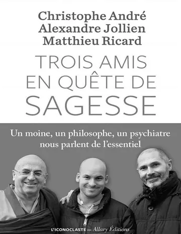 Trois amis en quête de sagesse: Un moine, un philisophe, un psychiatre nous parlent de l'essentiel de Christophe André, couverture du livre