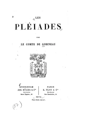 Les Pléiades d’Arthur Gobineau, couverture du livre