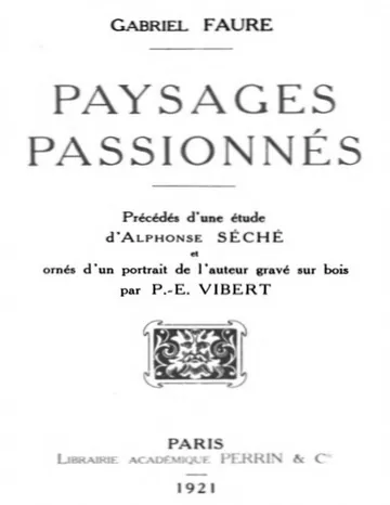 Paysages Passionnés de Gabriel Faure, couverture du livre
