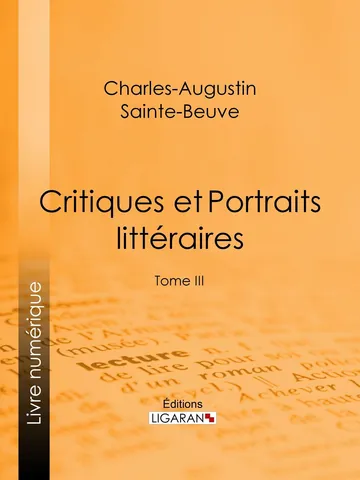 Portraits littéraires, Tome III de Charles Augustin Sainte-Beuve, couverture du livre