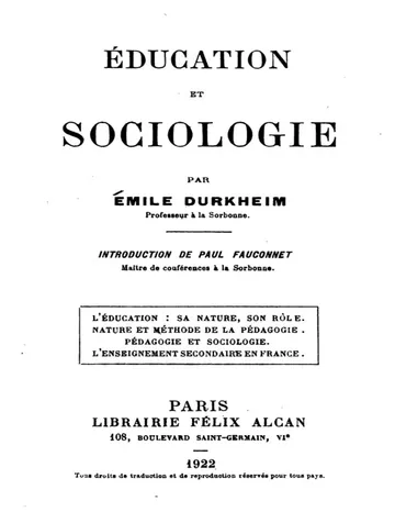 Éducation et sociologie d’Émile Durkheim, couverture du livre
