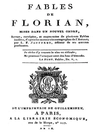 Fables de Florian de Florian, couverture du livre