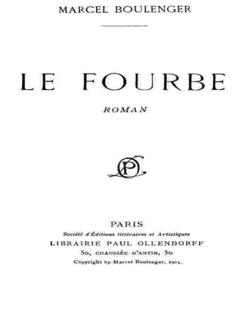 Le fourbe de Marcel Boulenger, couverture du livre