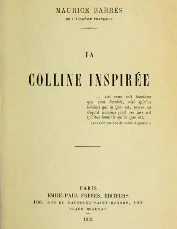 La colline inspirée de Maurice Barrès, couverture du livre
