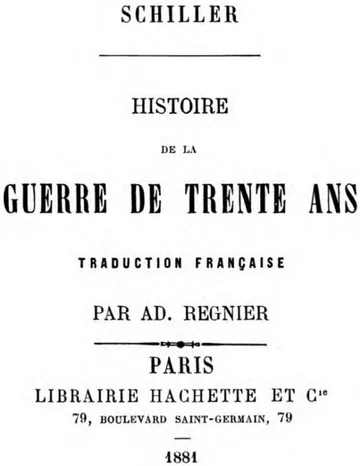 Histoire de la Guerre de Trente Ans de Friedrich Schiller, couverture du livre