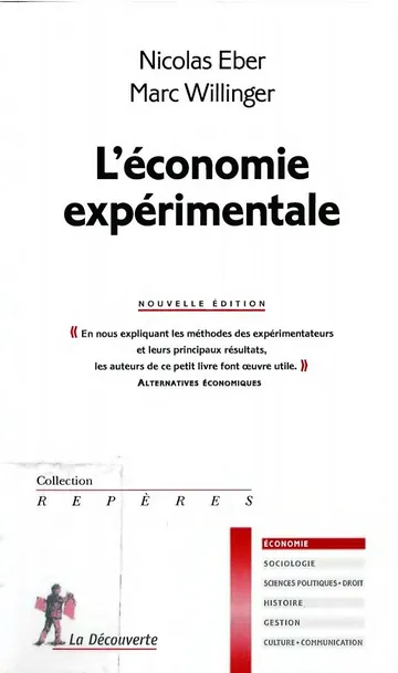 OceanofPDF.com Leconomie experimentale La Decouverte French Edition de Willinger Ebert, couverture du livre