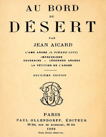 Au bord du Désert: L'âme arabe (à Pierre Loti); Impressions; Souvenirs; Légendes arabes; La pétition de l'Arabe de Jean Aicard, couverture du livre