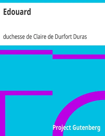 Edouard de duchesse de Claire de Durfort Duras, couverture du livre