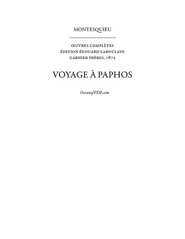 Voyage à Paphos de Montesquieu, couverture du livre
