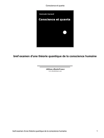 Conscience et quanta de Germain Garand, couverture du livre