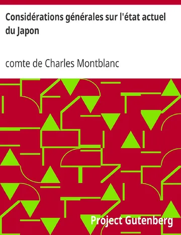 Considérations générales sur l'état actuel du Japon de comte de Charles Montblanc, couverture du livre