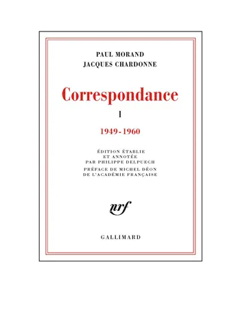 Correspondance de Jacques Chardonne Paul Morand, couverture du livre