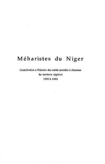 Meharistes Du Niger de Marc Carlier, couverture du livre