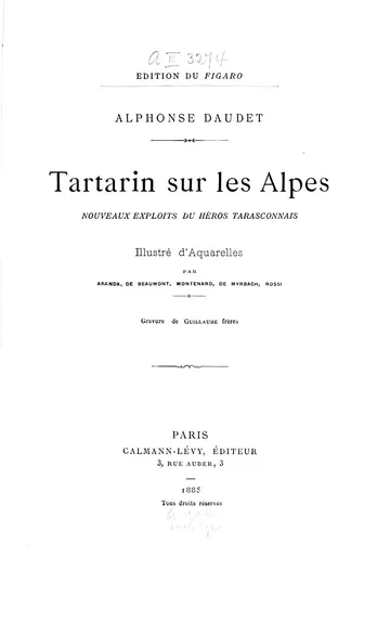 Tartarin sur les Alpes d’Alphonse Daudet, couverture du livre