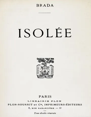 Isolée de Brada, couverture du livre