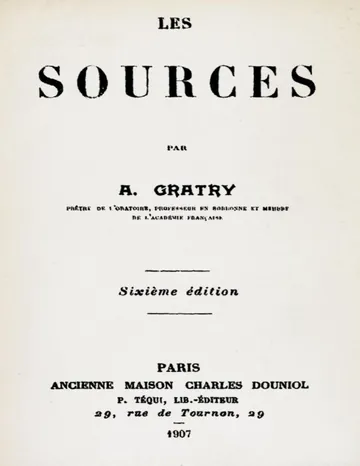 Les Sources d’Alphonse Gratry, couverture du livre