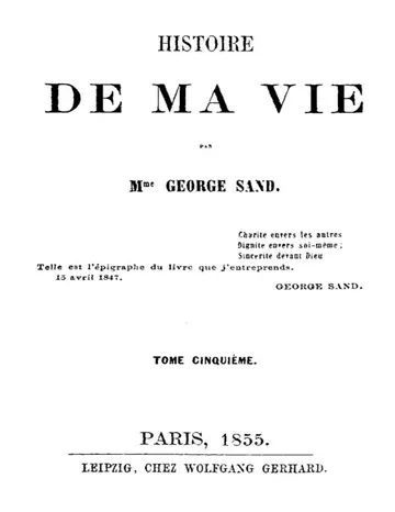 Histoire de ma Vie, Livre 2 (Vol. 5 - 9) de George Sand, couverture du livre