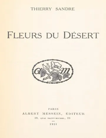 Fleurs du désert de Thierry Sandre, couverture du livre