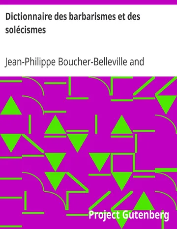 Dictionnaire des barbarismes et des solécismes de Jean-Philippe Boucher-Belleville, couverture du livre