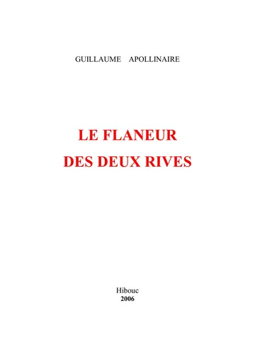 Le flâneur des deux rives d’Apollinaire, couverture du livre