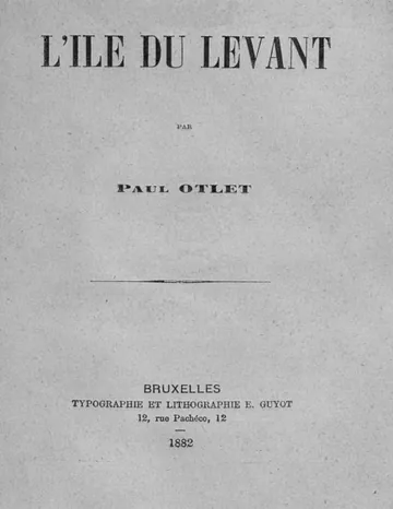 L'Île du Levant de Paul Otlet, couverture du livre
