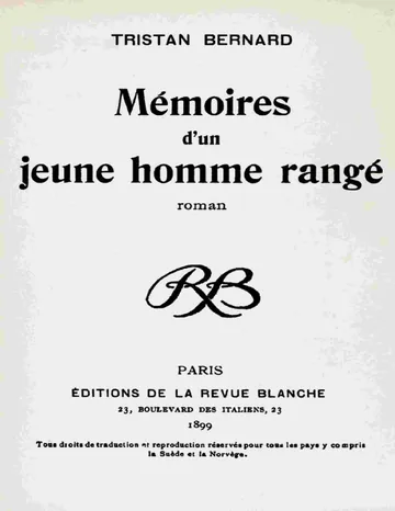 Mémoires d'un jeune homme rangé de Tristan Bernard, couverture du livre