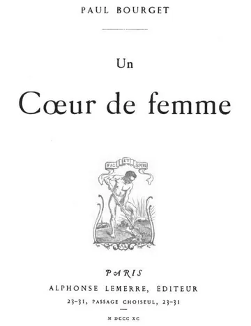 Un Coeur de femme de Paul Bourget, couverture du livre