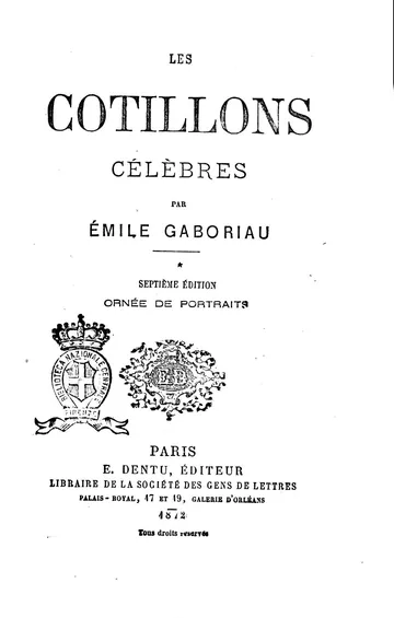 Les cotillons célèbres d’Emile Gaboriau, couverture du livre