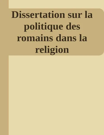 Dissertation sur la politique des romains dans la religion de Montesquieu, couverture du livre