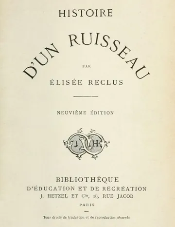Histoire d'un ruisseau d’Elisée Reclus, couverture du livre