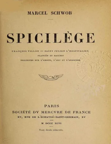 Spicilège de Marcel Schwob, couverture du livre