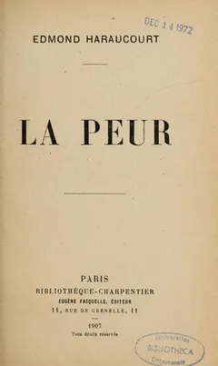 La peur d’Edmond Haraucourt, couverture du livre