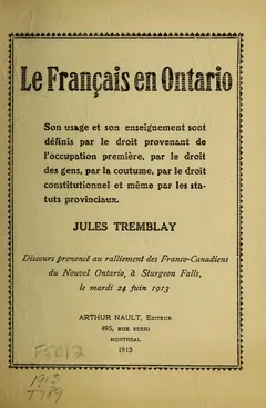 Le français en Ontario - Jules Tremblay