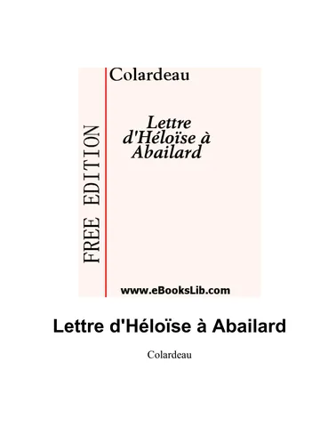 Lettre d'Héloïse à Abailard de Colardeau, couverture du livre