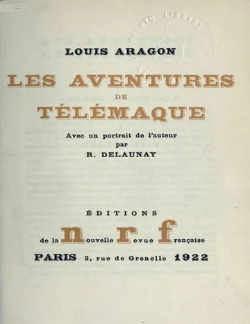Les aventures de Télémaque d’Aragon, couverture du livre
