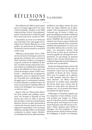 Réflexiosn de Décembre 2008 de G.A. Amaudruz, couverture du livre