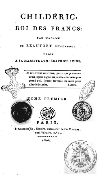 Childéric, Roi des Francs, (tome second) d’Anne Marie, comtesse de Beaufort d'Hautpoul, couverture du livre